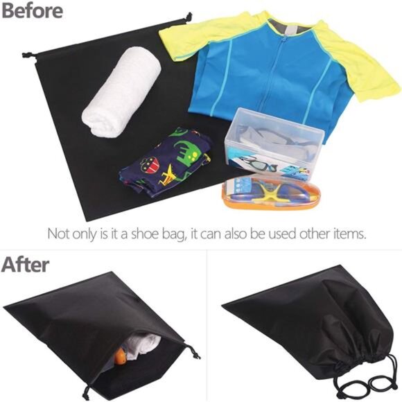 Set of 10 Jumbo Shoe Bags for Travel Non-Woven with Rope for Men and Women - Picture 5 of 7